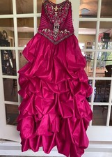 Quinceanera Collection Ball Gown Prom Sweet 16 Dress Sz6 Fuchsia Blk 26677