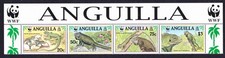 Anguilla WWF West Indian Iguana Strip of 4v WWF Logo 1997 MNH SG#1004-1007