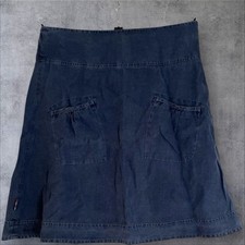 Seasalt Cornwall Linen Kerry A Line Knee Length Skirt With Pockets Size 12 O4