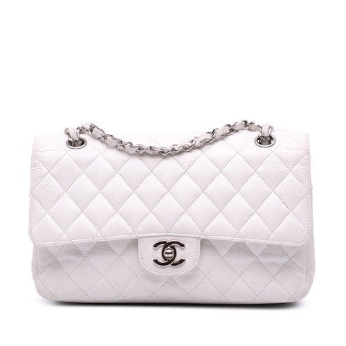 Chanel Medium Classic Caviar Double Flap Pre-Loved Shoulder Bag Ivory