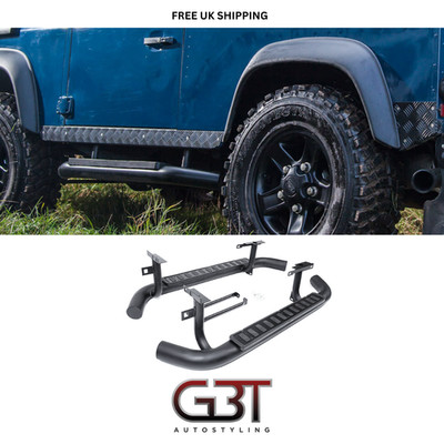 Land Rover Defender 90 Side Steps Running Boards All Black Fire & Ice ...