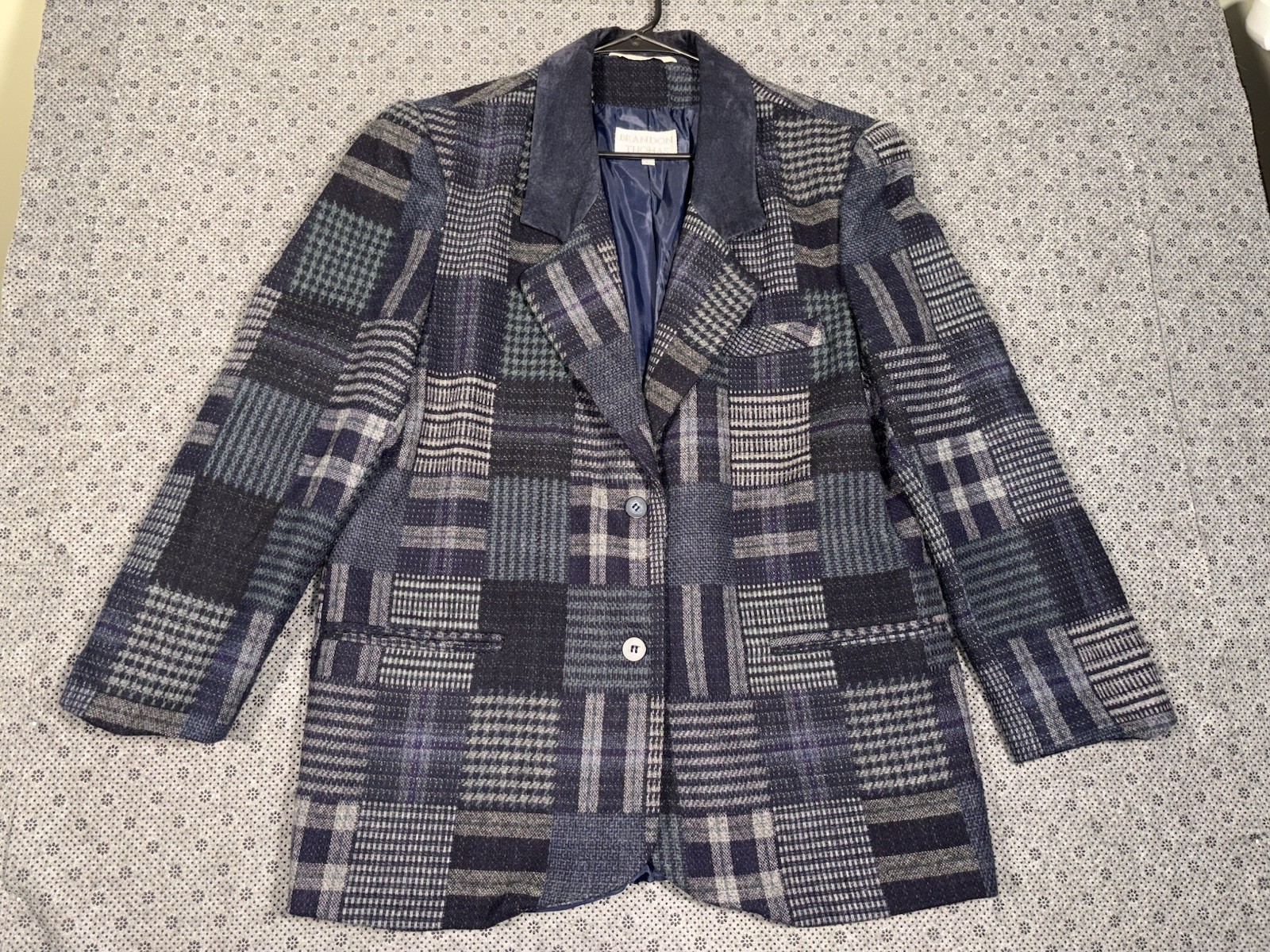 VTG Brandon Thomas Patchwork Blazer Jacket Plaid … - image 2
