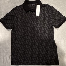Calvin Klein Liquid Touch Men's Black Polo Shirt M Short Sleeve Collared NWT