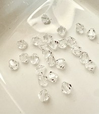 3 Grams About 20pc Genuine Preciosa Clear Glass Crystal Faceted Bicone Beads
