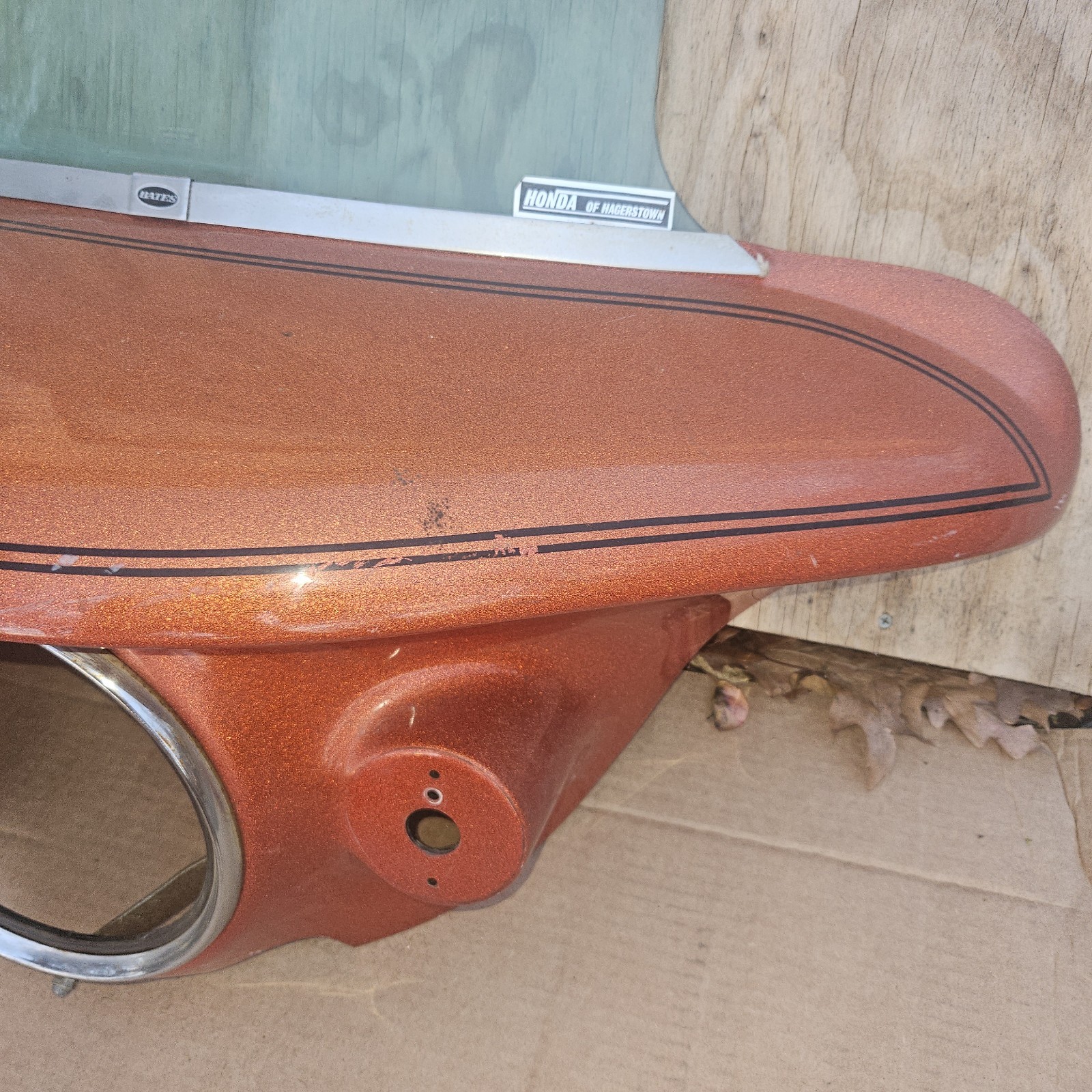 Vtg Motorcycle Fairing Flake Sunrise Orange Windshield Honda CB750           