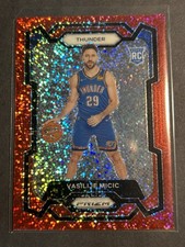 2023-24 Panini Prizm Vasilije Micic Red Sparkle Rookie Card #297 THUNDER
