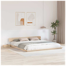 Bed Frame Natural Wood Super King 200x200 cm with Bedside Table Modern Platform