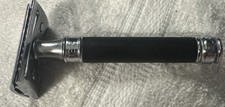 1 ad EDWIN JAGGER Ebony Black Handle Chrome Double Edge Safety Razor