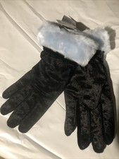 Women's Small Black Gloves Faux Fur Cuffs 3M Thinsulate Insulation 40 Gram