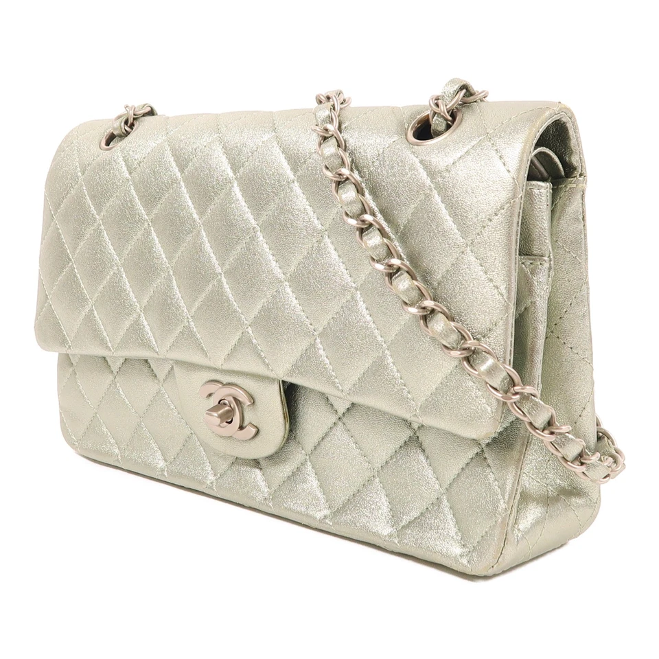 CHANEL CC SHW Classic 25 Chain Shoulder Bag Leather Metallic Green - Image 3 of 4