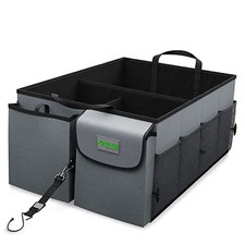 - Car Trunk Organizer - Collapsible, Multi-Compartment Automotive SUV Car Gray