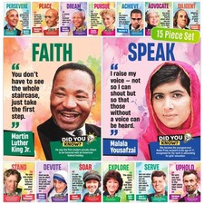 Decorably 15 History Posters, 11x14in Matte-Laminated Inspirational Historica...