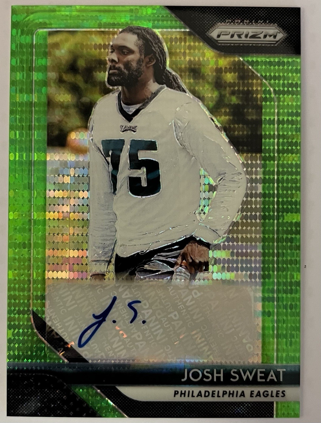 Josh Sweat Panini Prizm Rookie Autographs #JS Neon Green Pulsar