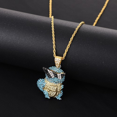 Squirtle Poke/mon Pendant & Chain Necklace Iced Out Bling Shine Jewellery Gift - Picture 3 of 6
