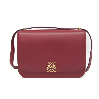 LOEWE Goya Leather Shoulder Bag Red Used