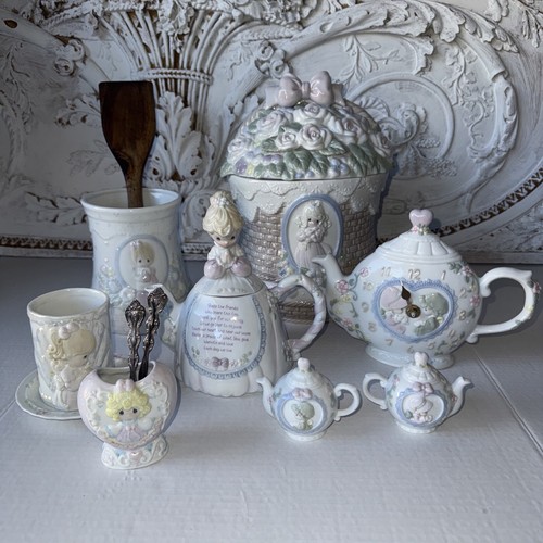 Precious Moments Cookie Jar Utensil Holder Salt Pepper Shakers Tea precious-moments-cookie-jar-utensil-holder-salt-pepper-shakers-tea