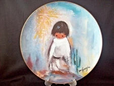 Vintage Collector Plate Ted De Grazia Art Paints the Holidays Blue Boy c1980s
