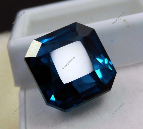 16 CT + Natural Blue Montana Sapphire Square Cut CERTIFIED Loose Gemstone - Picture 3 of 8