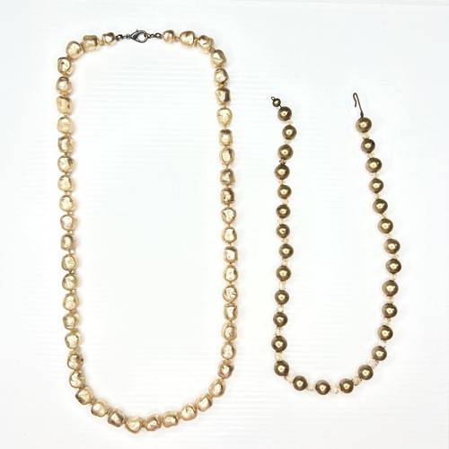 H3.59 Lot bronze champagne Beaded Boho Hippie 70s Glam retro necklaces