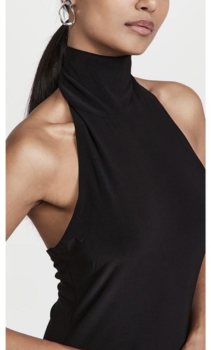Norma Kamali Halter Turtle Side Slit Gown Size M Black Evening Dress - Picture 4 of 4