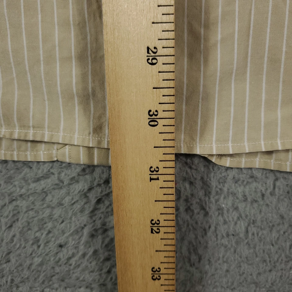 Camisa Ralph Lauren Para Hombre Talla 17.5 Beige Rayas Vestido Abotonado Manga Larga Foto 4 de 4