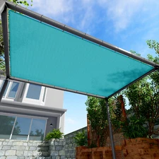 Sun Shade Sail Turquoise Hemmed Fabric Cloth Canopy Awning Patio UV Top 11-16'FT