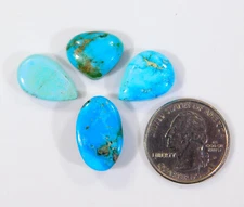 4 Pcs Natural Kingman Turquoise Mix Shape Cabochon Gemstone 38.00 Ct DK=16
