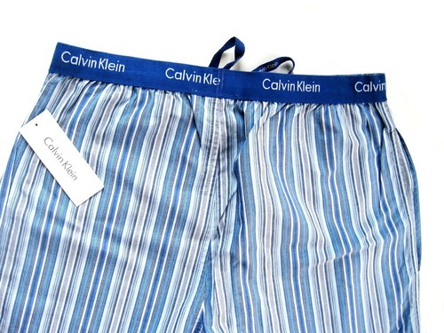 A0479 Calvin Klein NUEVO U1172 Pantalones Cortos Para Hombre Azul Rayas Tejido Algodón Mediano Salón M - Imagen 3 de 8