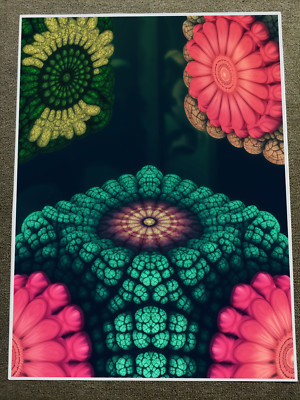 Vibrant Psychedelic Art - 3D Geometric Cube Illusion - 18x24 Poster Print