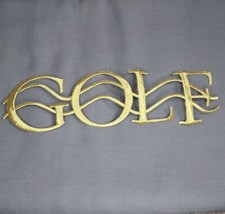 'GOLF' Gold Metallic Thread Spell Out Iron-On Patch Large 10.5" x 3"