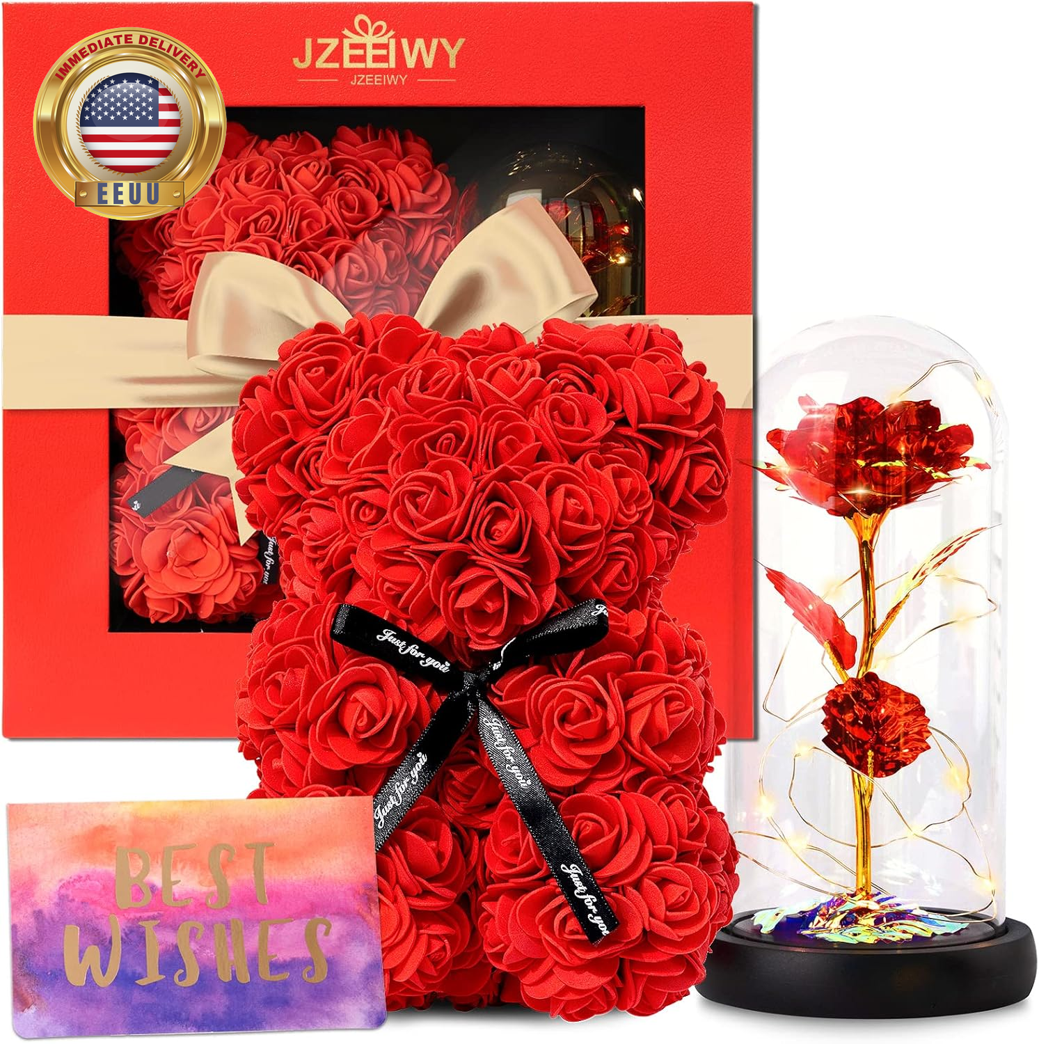 Flower Rose Bear for Mom,Perfect Birthday Romantic Gift for Wife Daughter Girlfr