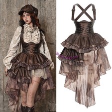 Blood Supply Original ◆ Exile Steam Punk Asymmetric PU Strap Tail Skirts Dresses