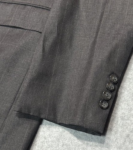 Joseph & Feiss Gold Blazer Mens 48 Long Grey Grid Check 100% Wool - Picture 2 of 12