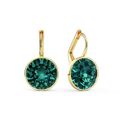 Bella Earrings With Carat Blue Zircon Crystals Gold Plated