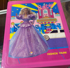 Vintage 1989 Barbie Doll  Fashion Pink Vinyl Trunk Case Mattel By: Tara Toy USA