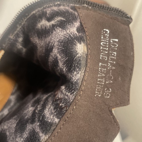 Spring Step Louella Brown Leather Ankle Boots Euro 39 With Flower In Leather - Picture 9 of 9