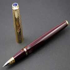 2021 Model Wing Sung 601A Golden Cap02 VacuumPump Burgundy Fountain Pen Fine Nib