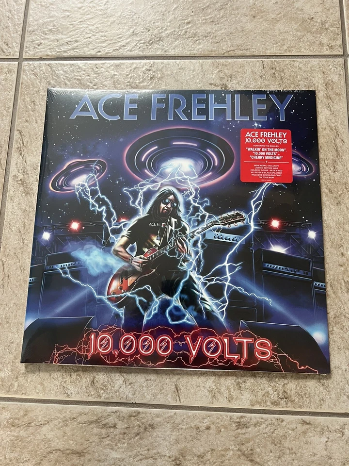 Ace Frehley 10000 Volts Color In Color Blue Red w/ Silver & Black Splatter MNRK - Image 2 of 4