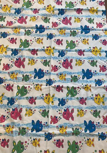 Vintage Fish w/ Bubbles Bright Color Kids Nursery Fabric 58 x 61” - Picture 2 of 2