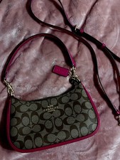 Coach Teri Shoulder Bag In Signature Canvas Pink/Khaki