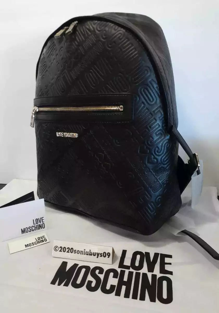 Love Moschino Women s Borsa Embossed Backpack Black eBay