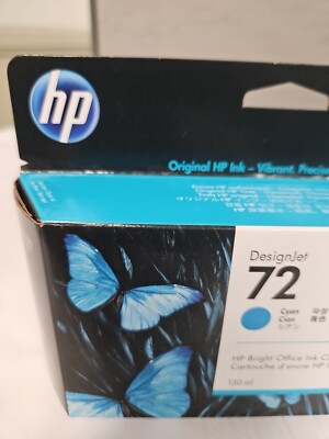 HP 72 130-ml Cyan DesignJet Ink Cartridge, C9371A, New And Factory Sealed.