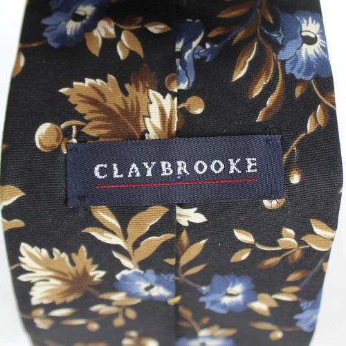 Nueva corbata para hombre Claybrooke negra floral seda hecha en EE. UU. NUEVA SIN ETIQUETAS - Imagen 5 de 9