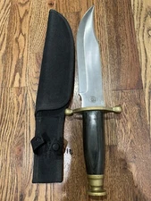 Chipaway Cutlery Fixed Blade Knife Brass Tone Handle W/ Cover Sheath