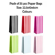 25x Large Stripe Paper Lolly Candy Favour Gift Bags Wedding Party Birthday Favor