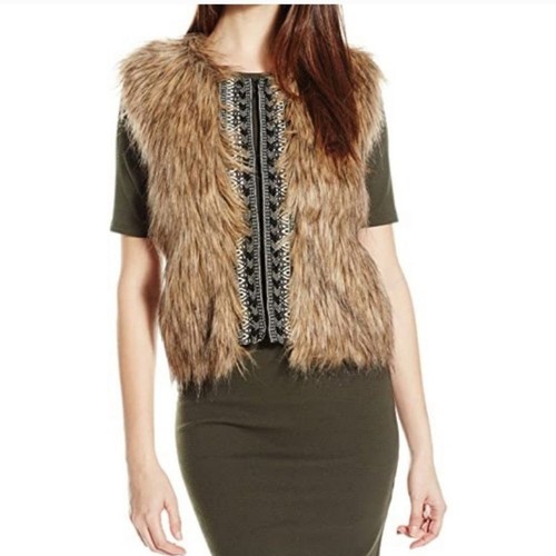 Miss Me Faux Fur Cable Knit Vest - Size L - Picture 2 of 14