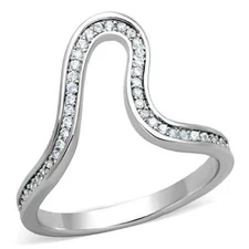 TK1680 - High polished (no plating) Stainless Steel Ring with AAA Grade CZ  in