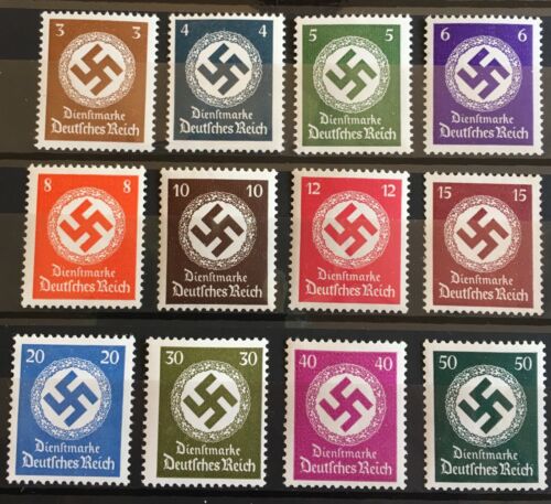 Allemagne 1942/44 3ème Reich Timbre Officiel Mi 166-77 Sc 92-103 MNH - Photo 2 sur 5