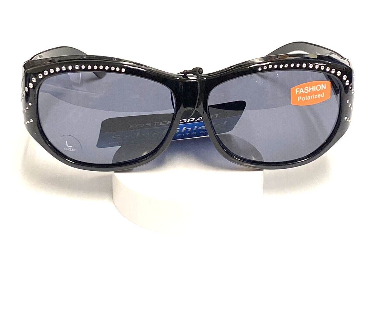 New, Women Solar Shield Sunglasses Foster Grant Black Large 