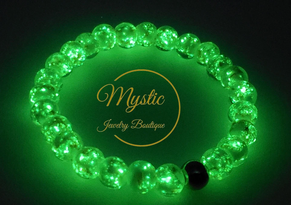 Pulsera Mystic Firefly Murano Cristal Luminoso Brilla en la Oscuridad Hecha en EE. UU. Foto 4 de 4